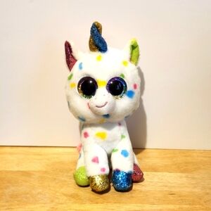 *5 For $20* Ty Beanie Boo Rainbow Polka Dot Unicorn Harmonie Plush Toy 6"
